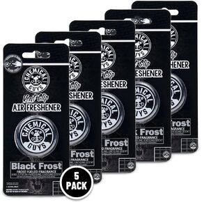 Guys Chemical Guys Black Frost Clip معطر الهواء ، (رائع للسيارات والشاحنات وسيارات الدفع الرباعي و RVS والمنزل والمكتب وغرفة النوم وأكثر) 5 عبوات - Air40105