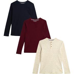 Weatherproof Vintage Boys' Thermal - 3 Pack Crew Neck Long Sleeve Sweatshirt - Soft Pullover Sweaters for Boys (S-XL)