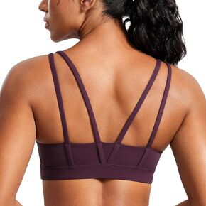 CRZ YOGA Softness Mold Butterluxe V Neck Sports Bras for Women - Workout Top Double Spaghetti Straps Wireless Yoga Clothes