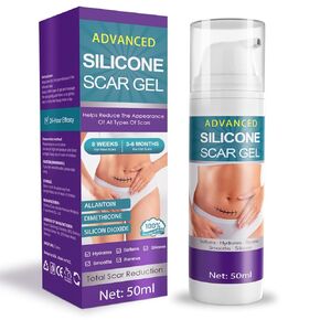 Silicone Scar Cream Scar Gel - Advanced Scar Gled Gel Treats لإزالة علامات التمدد ، ندوب قديمة وجديدة ، ندوب جراحية ، حروق ، حب الشباب ، القسم C ، علاج ندبة Keloid للنساء والرجال ، 1.76 أوقية
