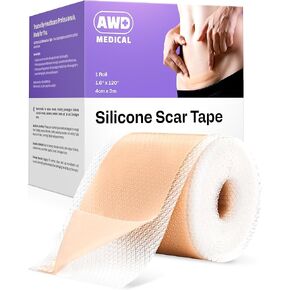 AWD Silicone Scar Sheets for Surgical Scars - Seamless Medical Grade Silicone Scar Tape for C Section, Tummy Tuck Tape - Silicone Skin Patches After Surgery Must Haves (1.6" x 60" Seamless Roll)