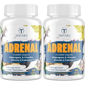 Adrenal Support Adaptogens Herbs Supplements - Cortisol Supplement with Rhodiola Rosea, Ashwagandha, Holy Basil and Eleuthero-Mood and Energy Support for Women & Men-Non-GMO, 60 Vegan Tablets