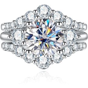 مجموعة خاتم الزفاف Moissanite 4.92CTTW (3CT Center Stone) D Color 925 Sterling Silver Moissanite Lains Rings مجموعة للنساء مع شهادة