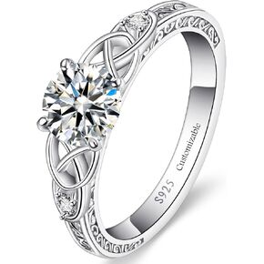 Vintage Celtic Knot Women's Engagement Ring Sets 925 Sterling Silver/14K Gold Plated Stackable Wedding Bands Rings AAAAA Cubic Zirconia Women Bridal Sets Wedding Ring Band Width 1.8mm Size 5-9