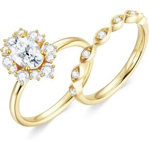 1.5ct moissanite خاتم الزفاف مجموعة للنساء البيضاوي قطع D Color VVS1 Moissanite مجموعة الزفاف مجموعة الزفاف S925 STERLING SILD مع حلقات خطبة مويسانيت 9K مطلية بحجمها 4-9