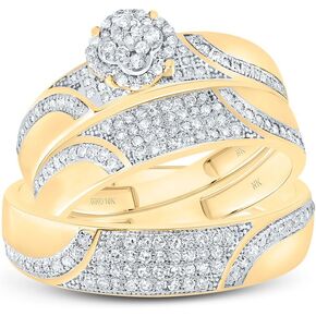 Jewels by Lux 10kt Gold His & Hers 1/2 CTTW Diamond Diamond Clover Bridal Wedding Band Fand ، Women Size: 5-9 ، Men Size: 8-12