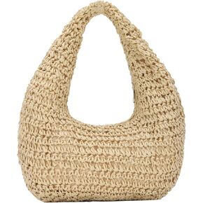 GOKTOW Crescent Straw Handbag for Women,Summer Raffia Beach Purse Tote Hobo Bag 2025 in Kuwait