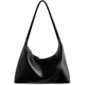 JYG Leather Hobo Bags for Women Small Soft Shoulder Purse Slouchy Tote Handbags with Double Zipper Design 2025