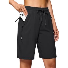 SANTINY Women's 7''/ 9'' Hiking Shorts with 3 Zipper Pockets Lightweight Quick Dry Long Athletic Golf Shorts for Women Casual