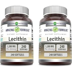 Amazing Formulas Lecithin 1200 mg Softgels Supplement | High Potency | Non-GMO | Gluten Free (1 Pack, 120 Count)