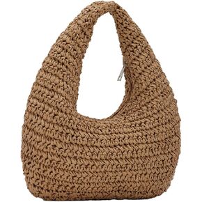 GOKTOW Crescent Straw Handbag for Women,Summer Raffia Beach Purse Tote Hobo Bag 2025