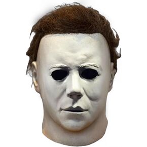 Michael Myers Halloween Mask 1978 - قناع White LaTex Full Face للبالغين الذين يعانون من ثقوب الأنف والأنف - ملحق أزياء فيلم الرعب المخيف للوزن ، وحفلة عيد الهالوين