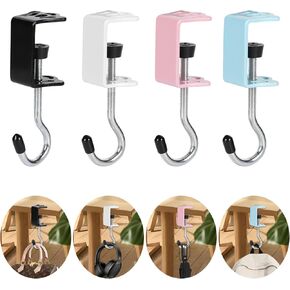 4 Pack Purse Hook for Table Heavy Duty, High-Strength Alloy Purse Holder Hanger for Desk Organizer with 4 Colors, Multi-Use Bag Hook for Backpack, Headphone, Key, Cup, Office Table Accessories