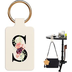 Letter A-Z Strong Magnetic Purse Holder Stylish Floral Design Handbag Hanger for Women Suitable for Table Tops Metal Wall Door Hinge Frame Shopping Cart Show off Your Personality Bag Charms(Beige A)