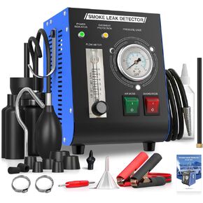 Smoke Machine Automotive Built in Air Pump, EVAP Smoke Machine Leak Tester with Pressure Gauge Flow Meter, SFuel and More Leak Testing，Fuel Pipe Diagnostic Tester for All 12V Cars