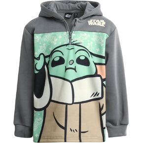Star Wars Boys 'Swetshirt - Mandalorian Grogu Quarter Zip Fleece Pullover Graphic Hoodie Sweatshirt for Boys (الأحجام: 2T -7)