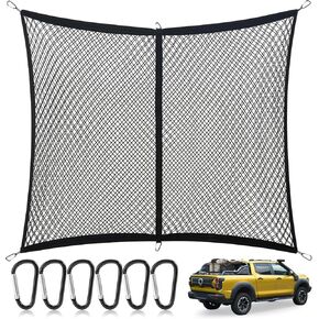 Highly Elastic Cargo Net - Heavy-Duty Truck Bed Cargo Net for Pickup Trucks, Vans, and SUVs | 4x4 FT Stretches to 7x7 FT, Perfect for Daily Light Loads