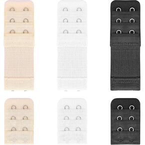 Ouligay 6Pcs Women's Bra Extender 2 Hook, Elastic Bra Strap Extender, Bra Extensions 2 Hook, Stretchy Bra Extension Strap, Comfortable and Soft Bra Strap Extensions Black