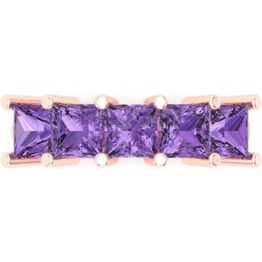 Clara Pucci 2.5 Ct Princess Cut VVS1 Simulated Alexandrite Wedding Band – Eternity 14K Solid Rose Gold Ring – Bridal Anniversary Band for Women – Birthstone Gift for Her