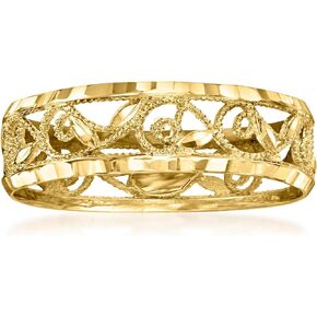 Ross-Simons Italian 18kt Yellow Gold Filigree Leaf Eternity-Style Ring