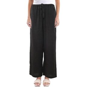 Amazhiyu Women's Cotton Gauze Plaid Elastic Casual Lounge Pants with Pockets