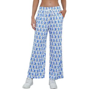 Womens Cute Funny Monkey Heart Pajama Pants Y2K Anime Cartoon Pj Pants Soft Drawstring Wide Leg Sleep Pajama Bottoms