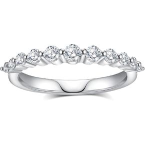 حلقات Moissanite للنساء ، D Color VVS1 Moissanite Beatherity Rings for Women 18K White Gold Plated 925 Sterling Silver Band Band Ring for Women