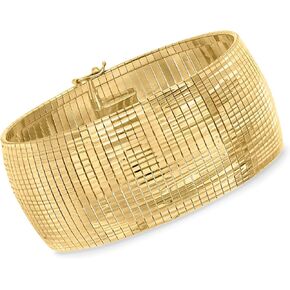 Ross-Simons Italian 18kt Gold Over Sterling Diamond-Cut and Polished Omega Bracelet