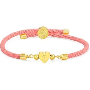 WEDDINEN Initial Bracelets A to Z Dainty Titanium Heart Love Letter Bracelets for Girls,Charm Handmade BraidedName Bracelet Women Trendy Jewelry Birthday Gift