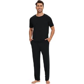 Wiwi Men Pajamas مجموعة Viscose من Bamboo Sleepwear مجموعات نوم ناعمة مع جيوب قصيرة الأكمام S-XXL
