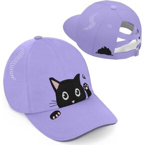 Girls Cute Cat Baseball Cap Kids Ponytail Hat Quick Dry Summer Outdoor Sports Trucker Hats for 5-15 Years in Kuwait