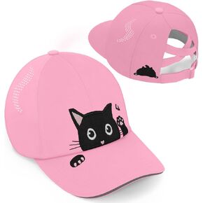 Girls Cute Cat Baseball Cap Kids Ponytail Hat Quick Dry Summer Outdoor Sports Trucker Hats for 5-15 Years in Kuwait