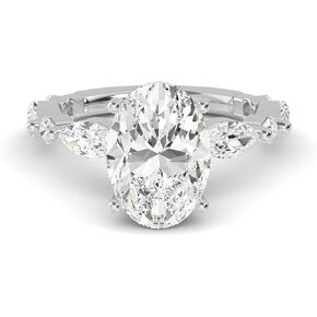 1-5 Carat (ctw) White Gold Radiant Cut LAB GROWN Diamond Side Stone Engagement Ring [ Color D-E, Clarity VS1-VS2 ]