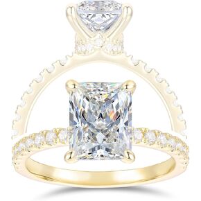 14K الذهب الصلب 3CT مشعة قطع خواتم المشاركة مويسانيت للنساء
