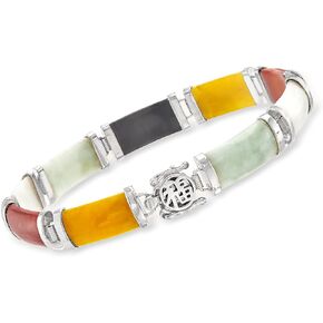 Ross-Simons Jade Good Fortune Bracelet in Sterling Silver