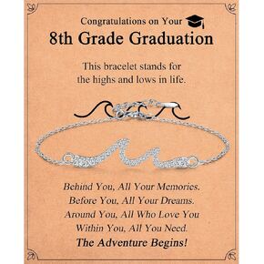 2025 Graduation Gifts for Her, Class of 2025 High School 5th 6th 8th Grade College Masters Degree Graduation Wave Bracelet Jewlry Gifts for Girls Women