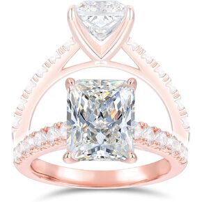 14K Gold Radiant Moissanite Ring 4ct Radiant Cut Moissanite Engagement Ring for Women