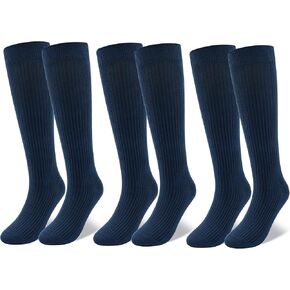 Stelle 3 Pairs Girls Knee High Socks Cotton Calf Long Soft School Uniform Dress Seamless Socks for Kids Toddler 3-12 Years
