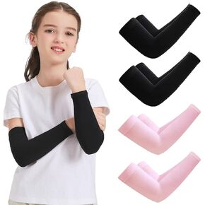 4 Pairs Arm Sleeves for Kids,UV Sun Protection Cooling Arm Sleeves for Youth Boys Girls Toddler,Sports,Running