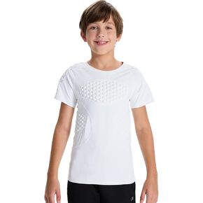 DEVOROPA Youth Boys Padded Compression Shirts Short Sleeve Football Baseball Undershirt Chest Rib Heart Sternum Protector