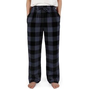 IHU Cotton Boys Pajama Pants Kids Plaid Pajamas Bottom Flannel Soft Lounge Pants With Drawstring and Pockets