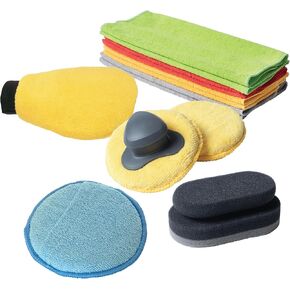 The Detailer's Choice 13pc Wax & Polish Kit with Microfiber Car Wash Mitt, Microfiber Applicator with Grip, Microfiber Towels Pack, EZ Grip Sponge Applicator & Microfiber Applicator Pad with Pocket