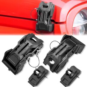 مزلاج غطاء محرك مع مفاتيح ، ومقاطع غطاء محرك السيارة لعام 2018-2025 Jeep Wrangler JL JLU 4XE Jeep Gladiator JT ، وملحقات القفل المضاد للسرقة ، والأناقة المعدلة على الطرق الوعرة ، وزوج واحد ، أسود غير لامع