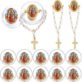 12 PCS سيدة Guadalupe Rosary Loopel Pin معمودية للضيوف أول شركة Compleion هدية الدينية الكاثوليكية الحدث المسيحي.
