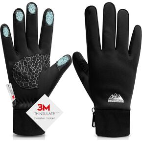 Bruvoalon W429 قفازات شتوية للنساء والرجال - 3M عزل حراري و Lycra الأضواء السطحية وطلاء مقاوم للرياح ، شاشة تعمل باللمس ، مكافحة الانزلاق للتزلج ، الجري ، ركوب الدراجات ، المشي لمسافات طويلة ، الرياضة ، الطقس البارد
