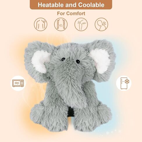 حيوانات الفيل المحشوة القابلة للتسخين والتبريد، وسادة تسخين قابلة للاستخدام في الميكروويف للتشنجات وتخفيف الألم، لعبة الفيل المحشوة للرفيق، لعبة الفيل المحشوة برائحة اللافندر، هدايا الفيل in Kuwait