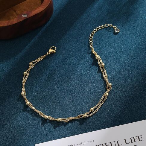 Ankle Bracelets for Women, 14K Gold Plated Waterproof Dainty Anklets for Women, Hypoallergenic Trendy Lightweight Jewelry Gifts in Saudi Arabia