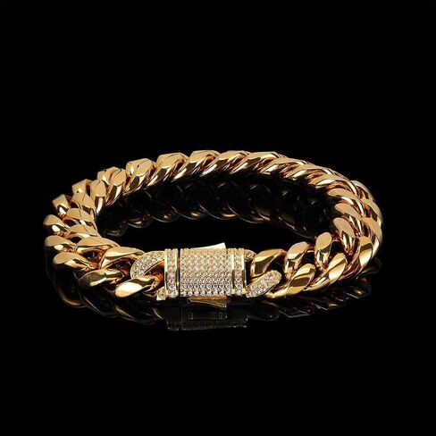 18K men's gold bracelet with Cuban style design paired with moissanite diamonds, perfectly blending classical and modern styles, high-end jewelry gift in Saudi Arabia