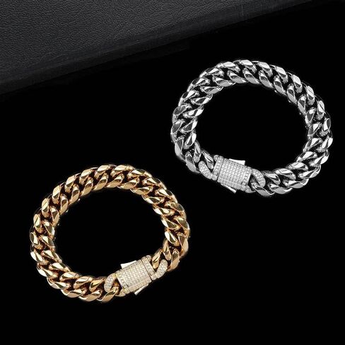 18K men's gold bracelet with Cuban style design paired with moissanite diamonds, perfectly blending classical and modern styles, high-end jewelry gift in Saudi Arabia