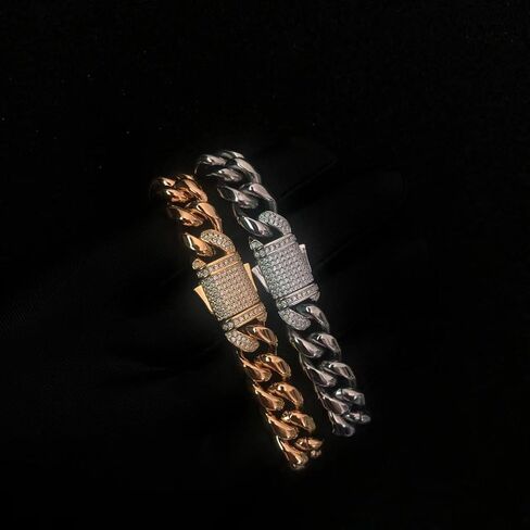 18K men's gold bracelet with Cuban style design paired with moissanite diamonds, perfectly blending classical and modern styles, high-end jewelry gift in Saudi Arabia